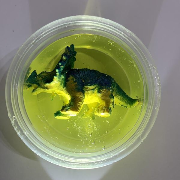 5PK Slime tub with dinosaur figurine YELLOW