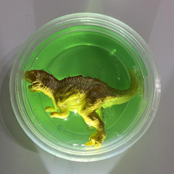 5PK Slime tub with dinosaur figurine GREEN